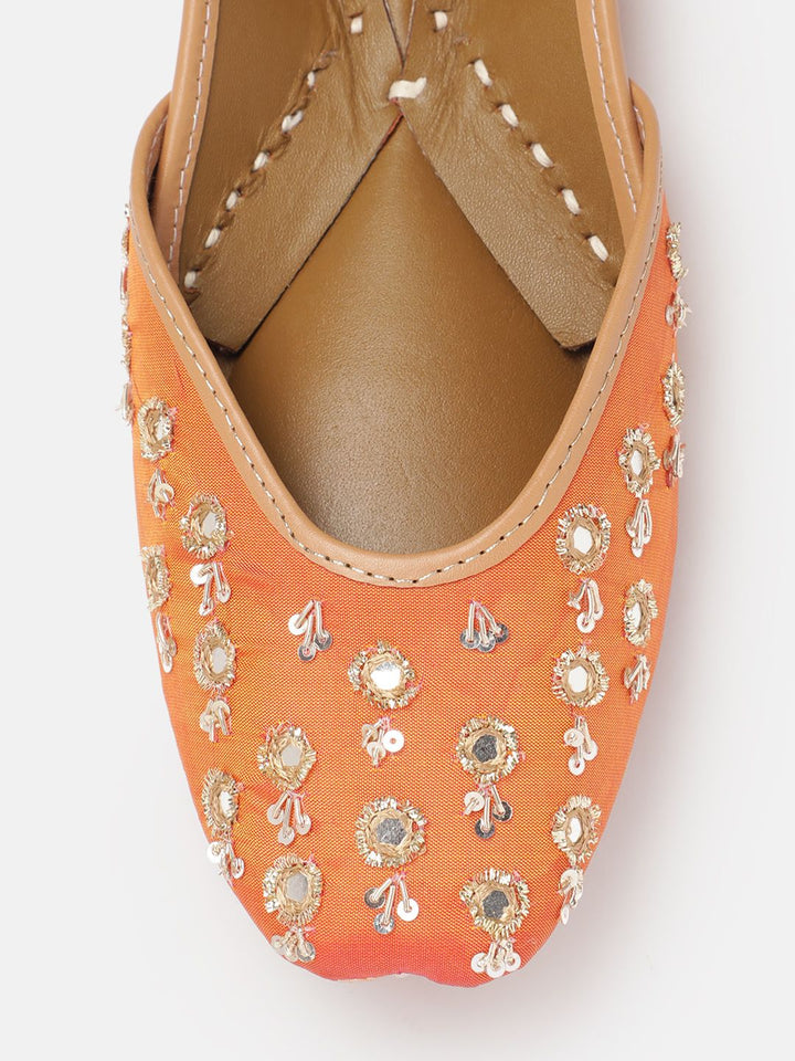 House of Pataudi Women Embellished Leather Mojaris