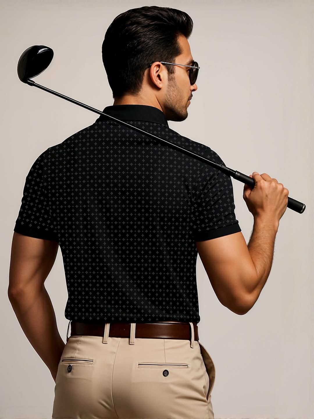 ADRO Men Black Cotton Tshirts