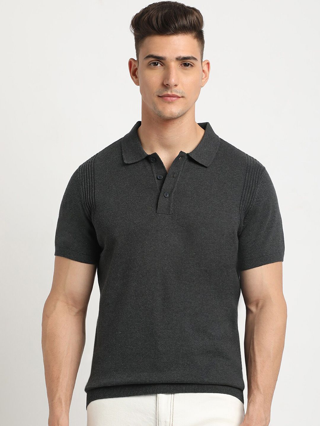 THE BEAR HOUSE Polo Collar Short Sleeves Cotton T-shirt