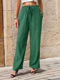 DressBerry Women Modern Classics Self-Striped Waist Tie-Up Trousers