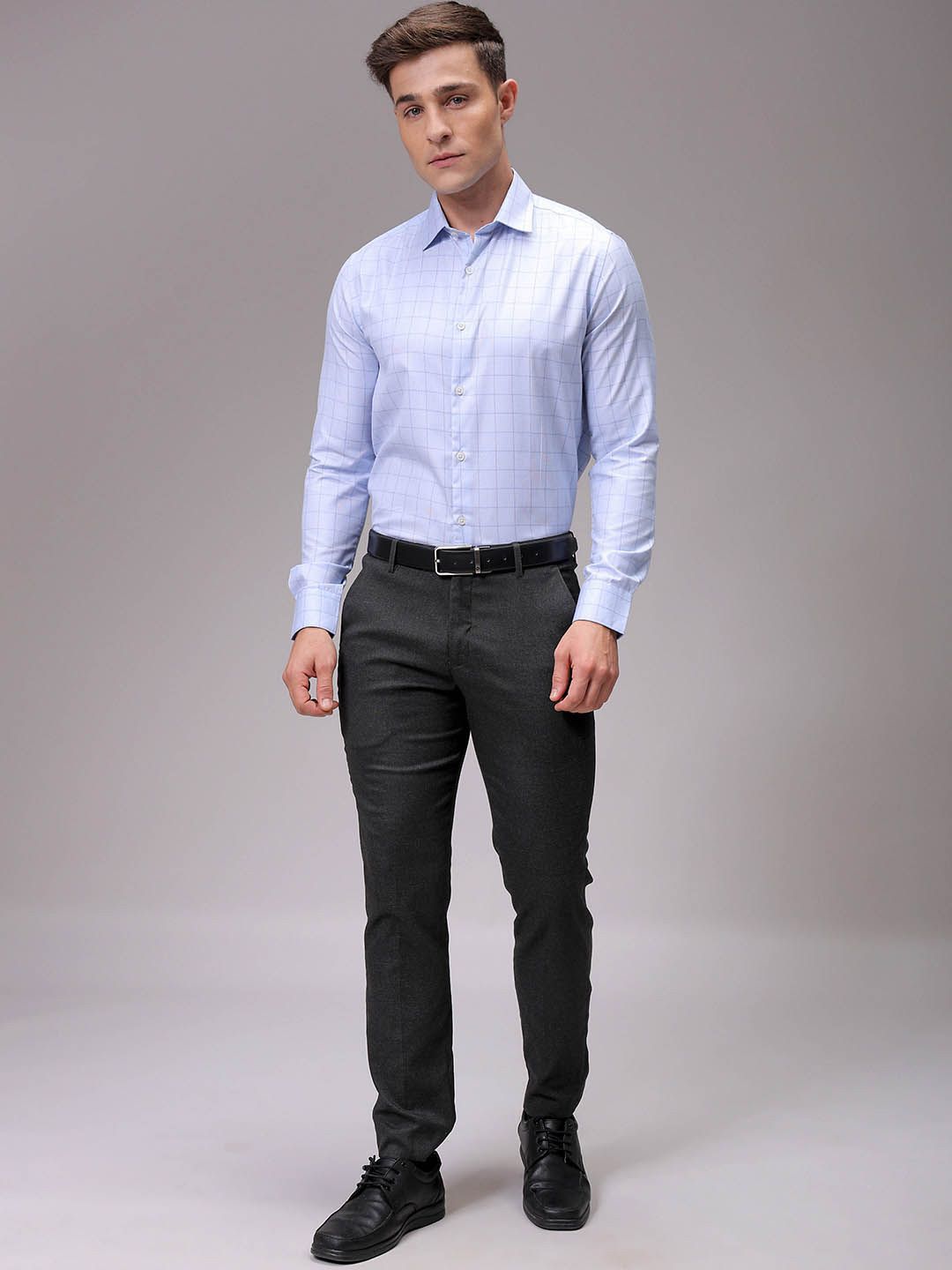 The Indian Garage Co. X Luxe Men Slim Fit Opaque Checked Formal Shirt