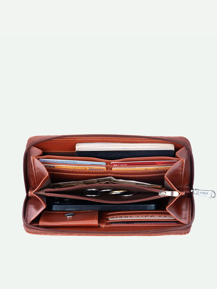 Zouk Arika Wanita Chittoor Blue Kalamkari Dompet Zipper dicetak