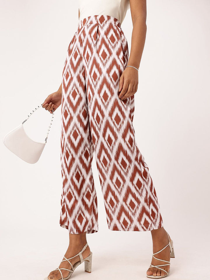 DressBerry Women Retro Staycation Ikatastic Wide Leg Flared Trousers