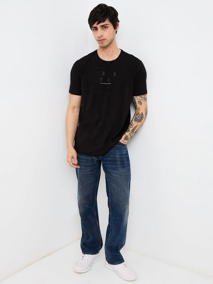 SPYKAR Men Graphic Printed Round Neck Cotton Slim Fit T-shirt