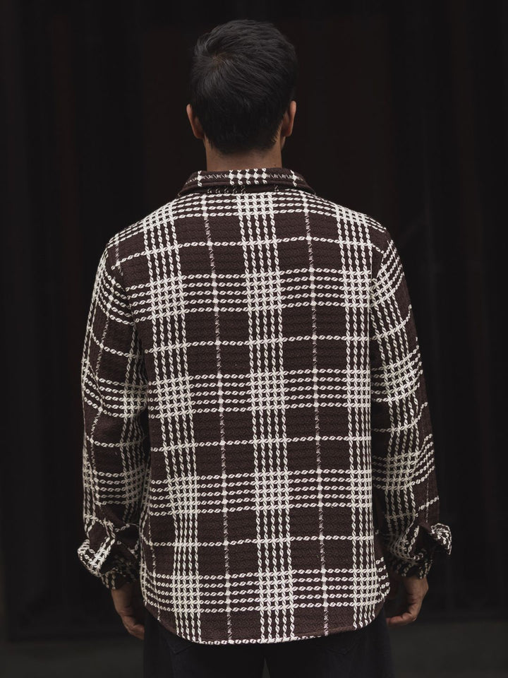 Powerlook Men Spread Collar Tartan Checked Cotton Casual Shirt