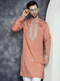 Jompers Embroidered Mandarin Collar Thread Work Kurta