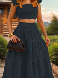 Dressberry Square Neck Top dengan Set Skirt Co-Ords