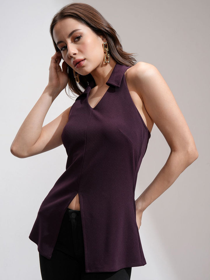 ESPYR By Tokyo Talkies Women Solid Halter Neck Sleeveless Top