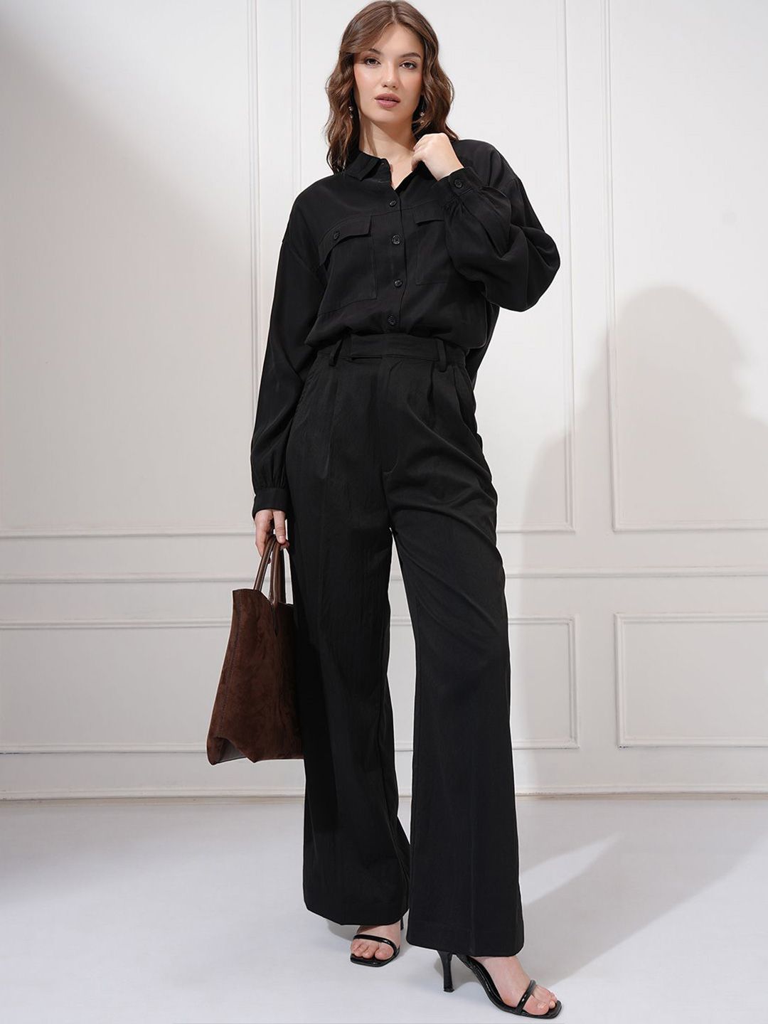 CHIC BY TOKYO TALKIES Women Spread Collar Solid Casual Shirt