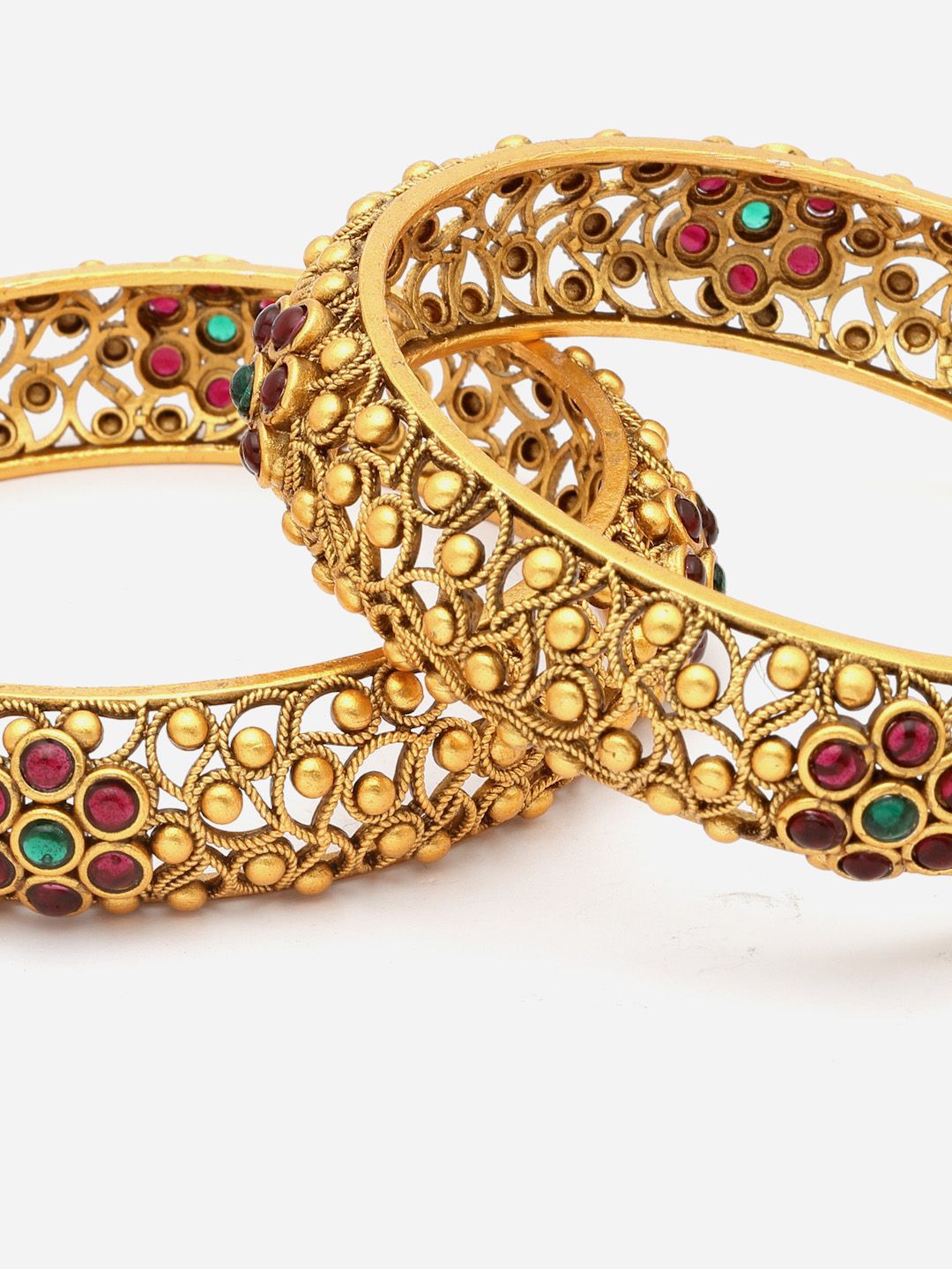 PANASH Set Of 2 24 CT Gold-Plated Handcrafted Antique Bangles
