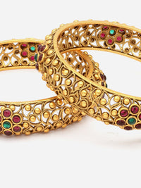 PANASH Set Of 2 24 CT Gold-Plated Handcrafted Antique Bangles