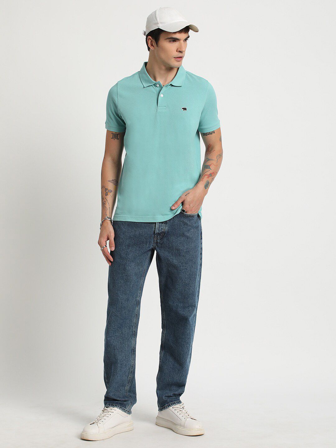 THE BEAR HOUSE Polo Collar Slim Fit Pure Cotton T-shirt