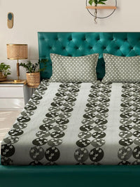 KLOTTHE Green Floral Printed Dilengkapi 400 TC Kapas Cadar King & 2 Sarung Bantal