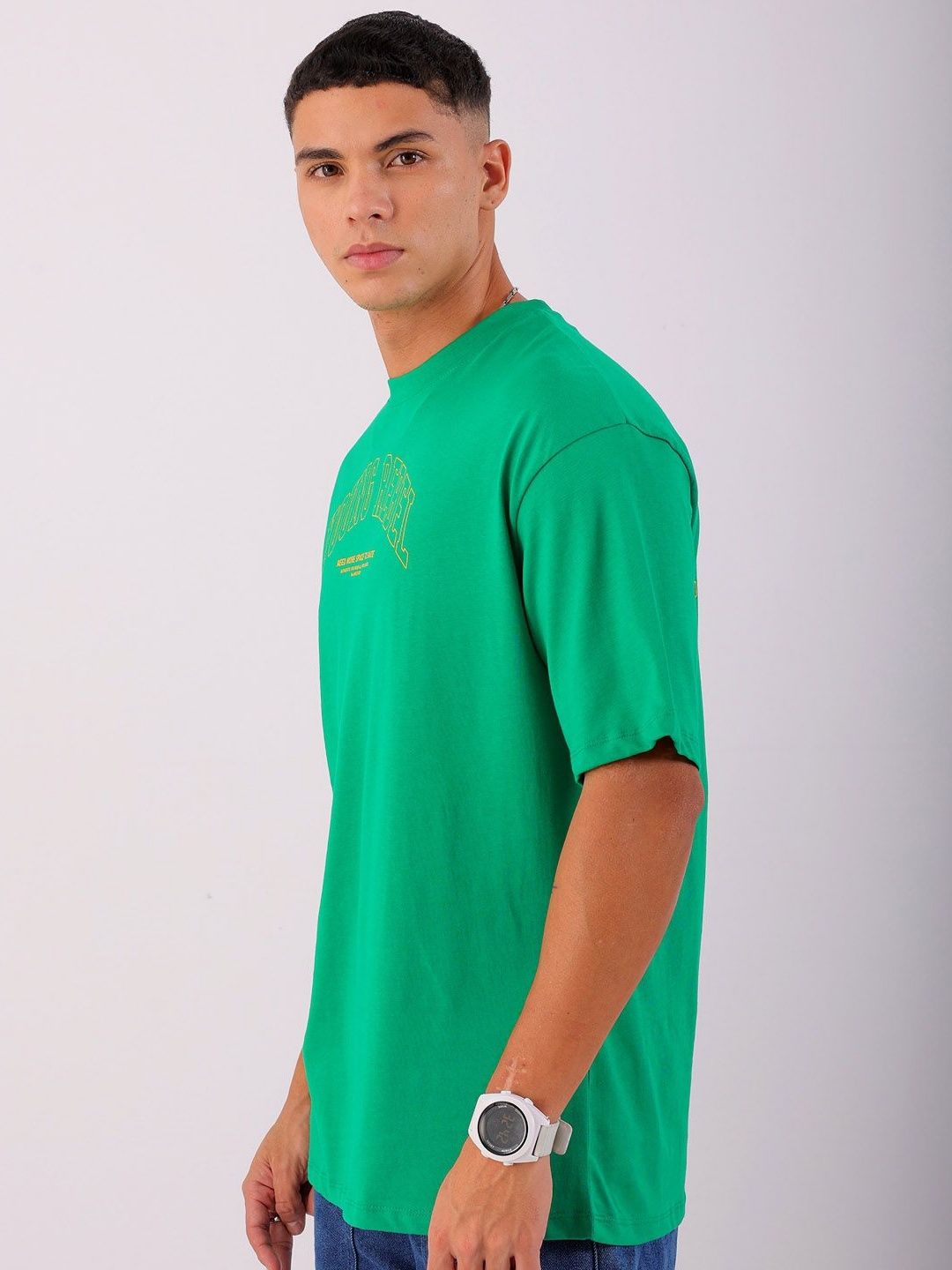 The Indian Garage Co Men Graphic Printed Round Neck Cotton Oversized T-shirt