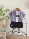 YK Boys Striped T-shirt & Shirt With Shorts