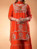 Mamicha Women Regular Thread Work Pure Cotton Kurti with Palazzos & With Dupatta