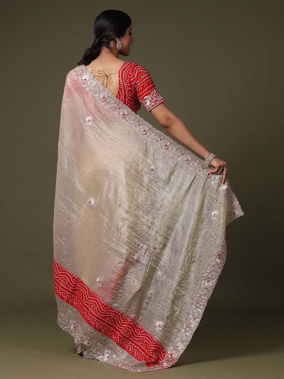 Saree mall Floral Embroidered Tissue Sarees