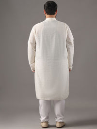SOJANYA PLUS Plus Size Men Ethnic Motifs Embroidered Pure Cotton Kurta With Pyjamas