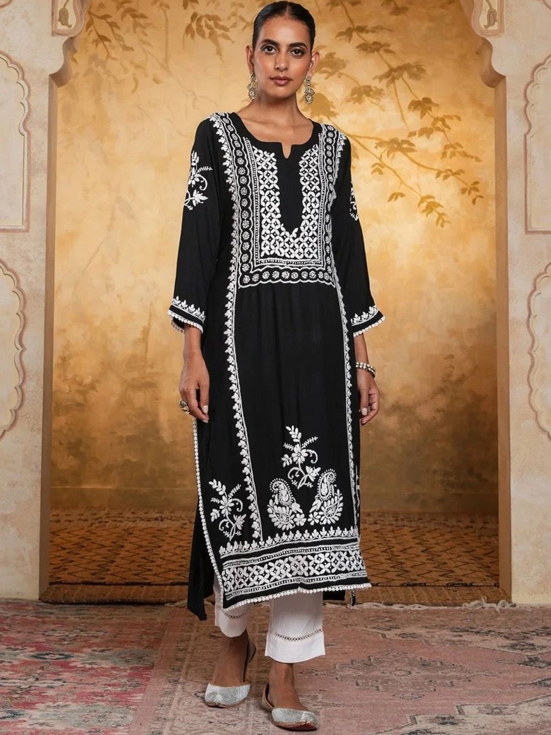 House of Chikankari Women Ethnic Motifs Embroidered Thread Work Kurta