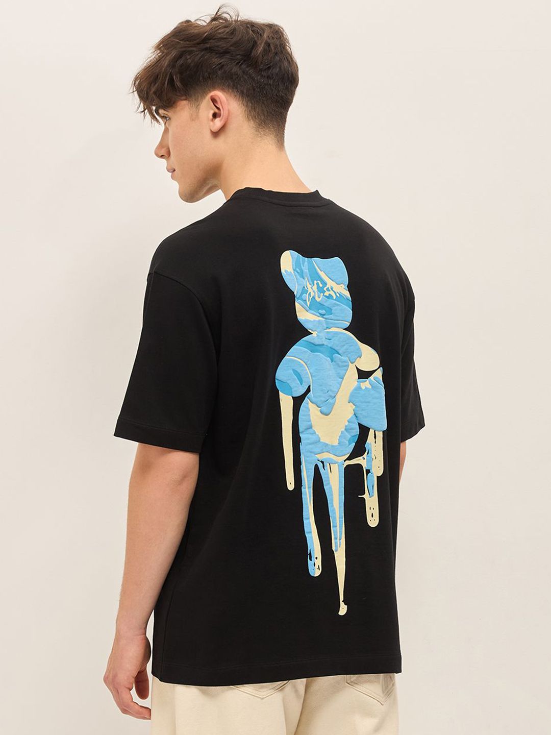 THE BEAR HOUSE Abstract Printed Drop Shoulder Sleeves Cotton Oversized T-shirt