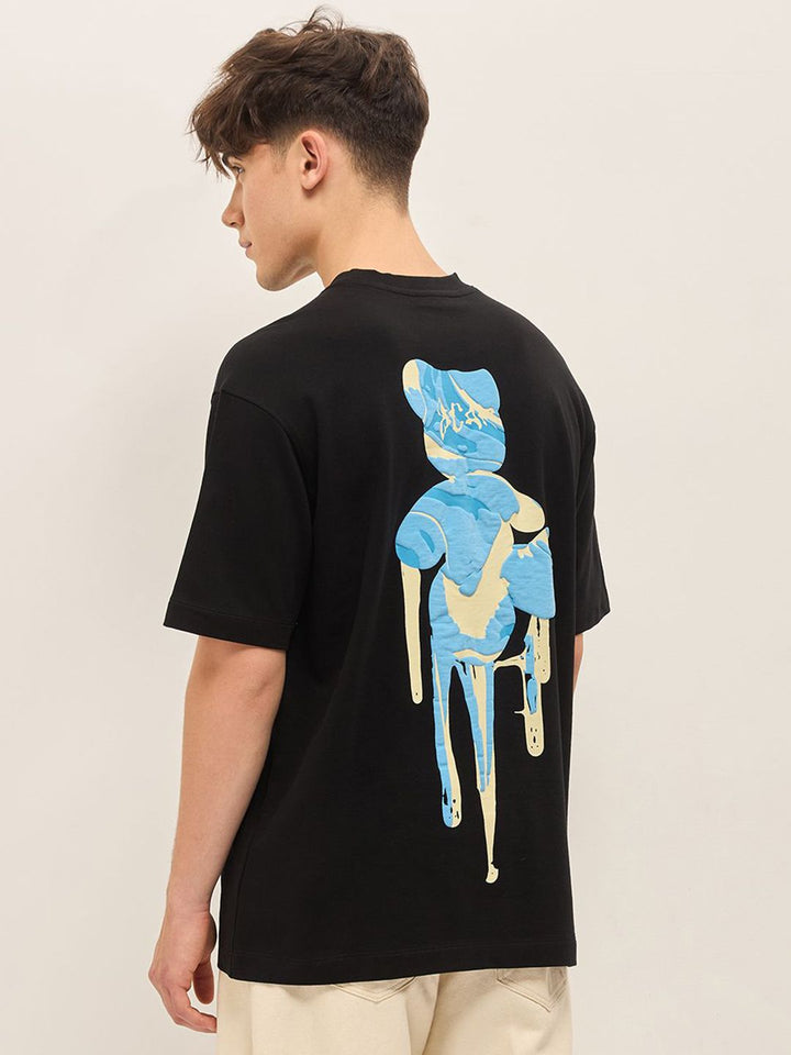 THE BEAR HOUSE Abstract Printed Drop Shoulder Sleeves Cotton Oversized T-shirt