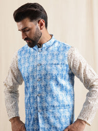 Anouk Men Printed Regular Kurta with Pyjamas & Nehru Jacket