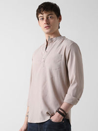 VASTRADO Self Design Mandarin Collar Seersucker Short Straight Kurta