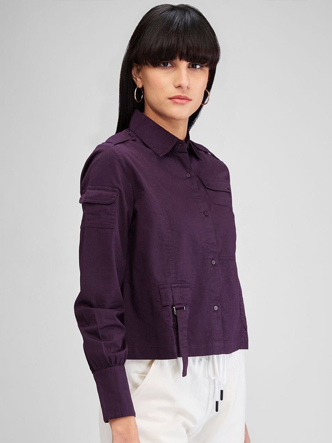 SPYKAR Women Spread Collar Solid Cotton Casual Shirt