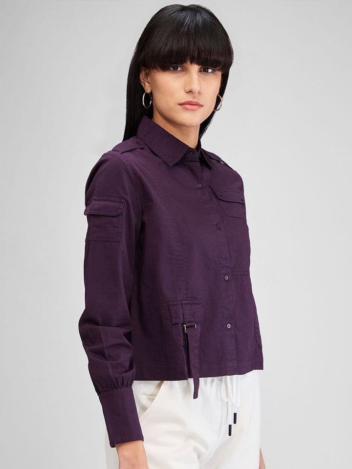 SPYKAR Women Spread Collar Solid Cotton Casual Shirt