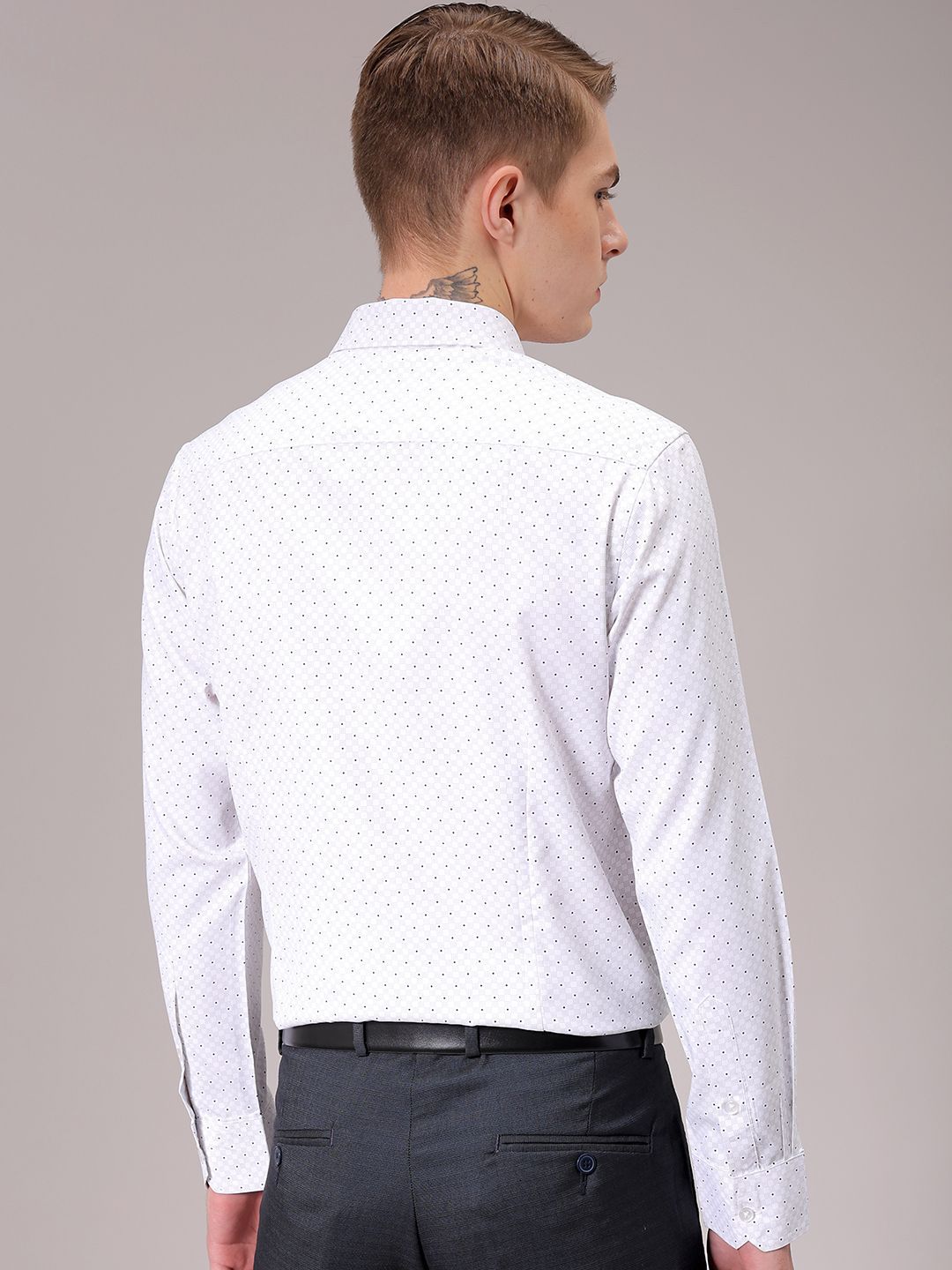The Indian Garage Co. X Luxe Men Spread Collar Micro Ditsy Printed Slim Fit Formal Shirt