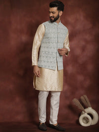 Anouk Ethnic motifs  Woven Design Mandarin Collar Long Sleeves Kurta Set