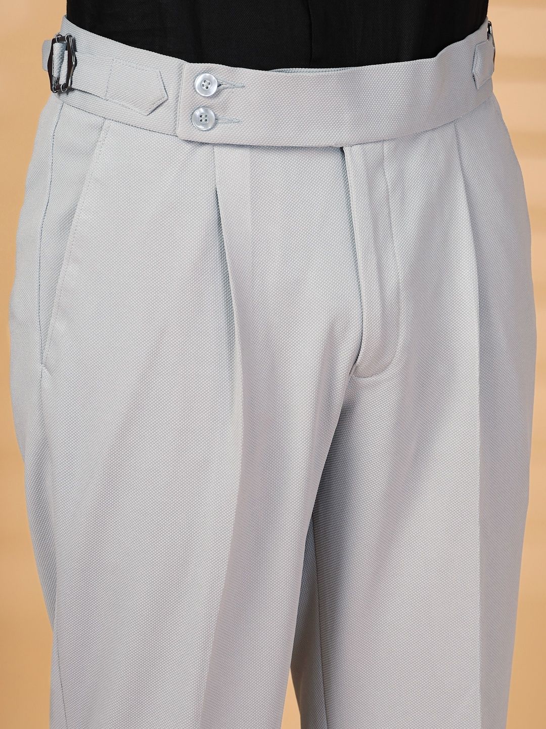 KLOTTHE Men Grey Lycra Formal Formal Trousers