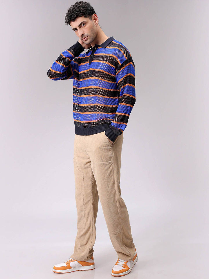 The Indian Garage Co Men Long Sleeves Striped Pullover