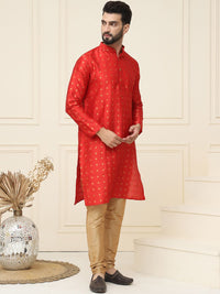 SOJANYA Kurta Kolar Mandarin Rekaan Tenun Geometrik dengan Churidar