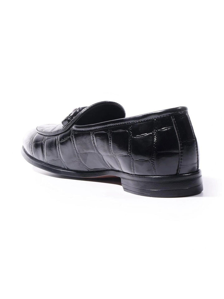 MONKSTORY Black Horsebit Smart Croc-Effect Slip-Os