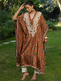 House of Chikankari Women Printed Chikankari Crepe Kaftan Kurta