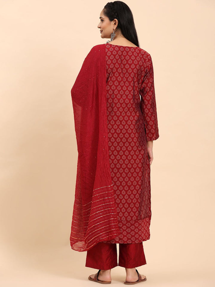 Mamicha Women Ethnic Motifs Printed Regular Pure Cotton Kurta with Palazzos & With Dupatta