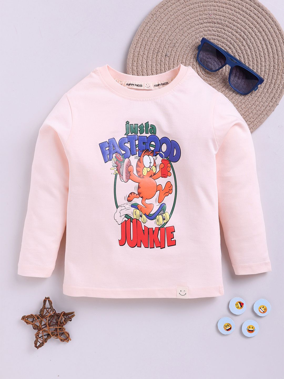 Happy Faces Boys Garfield Printed Pure Cotton T-shirt
