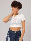 DressBerry Sweetheart Fest Printed Ribbed Crop T-shirt