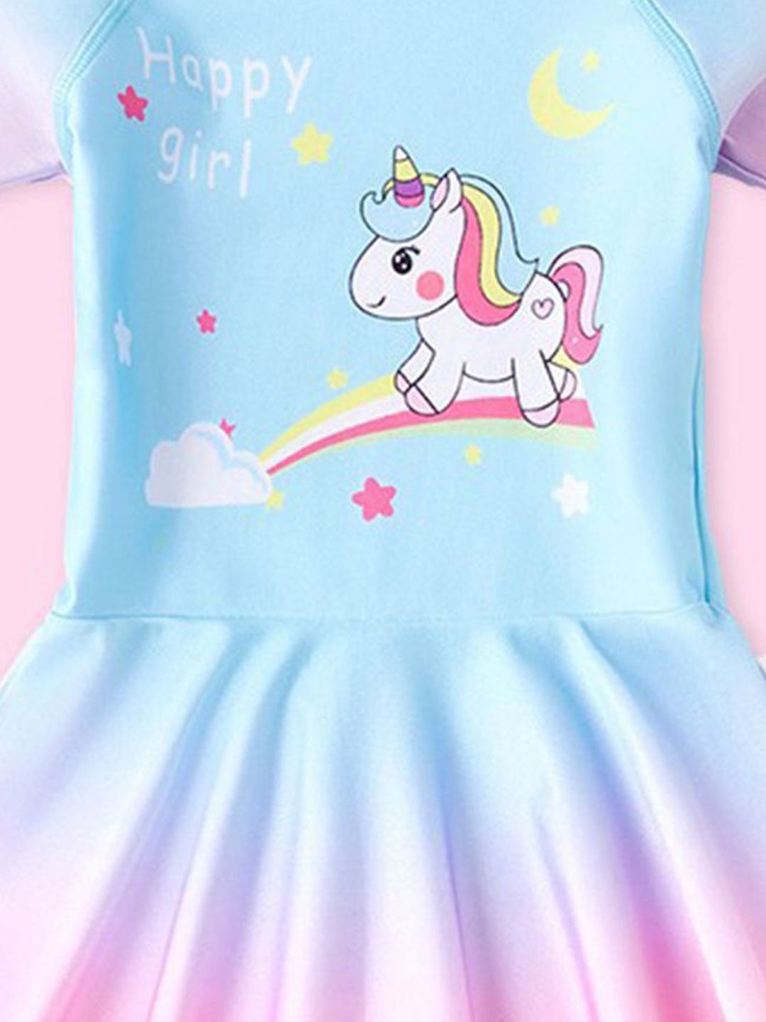 YK Girls Printed Round Neck Swim Dress