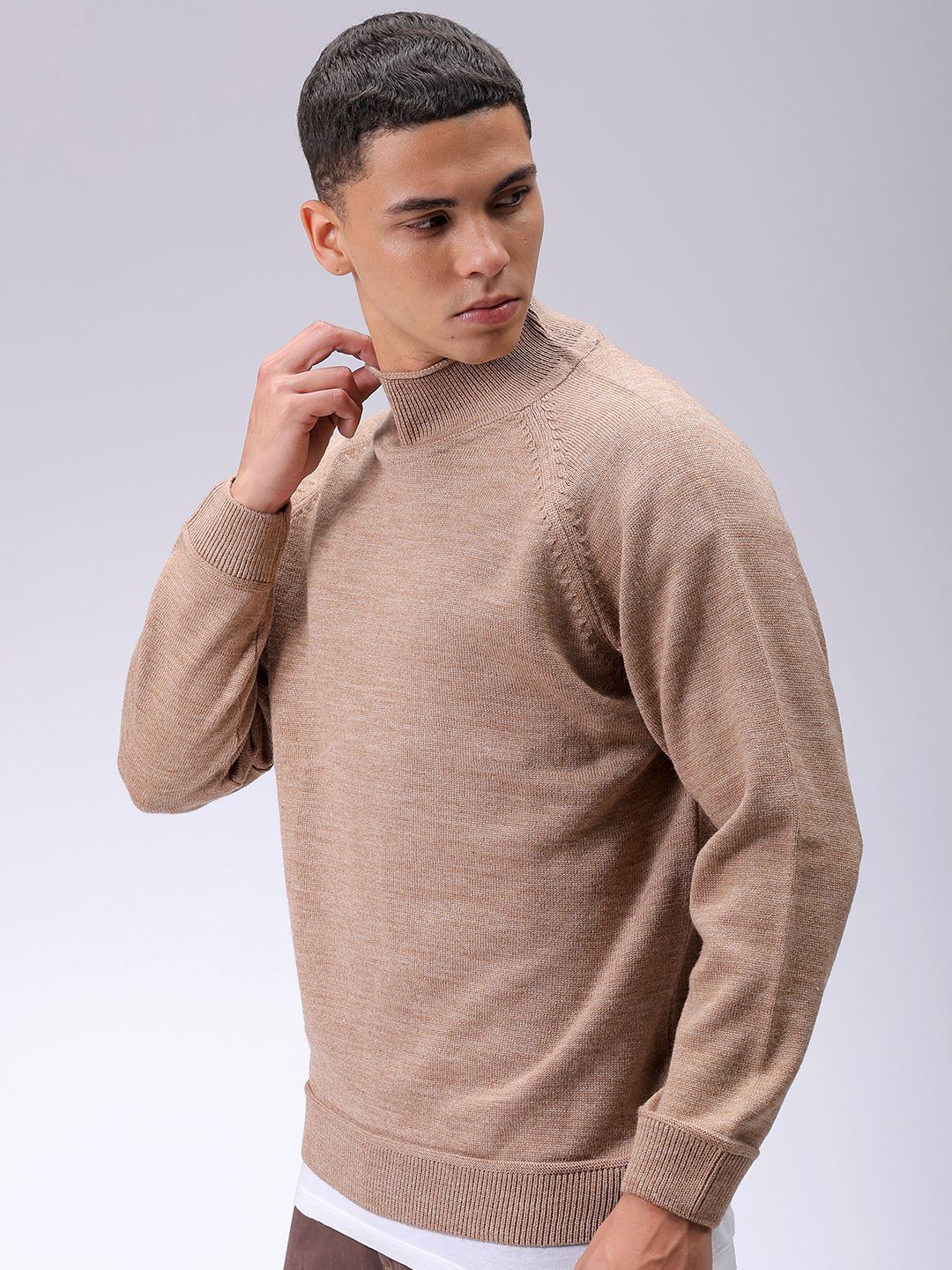 The Indian Garage Co Men Solid Turtle Neck Pullover