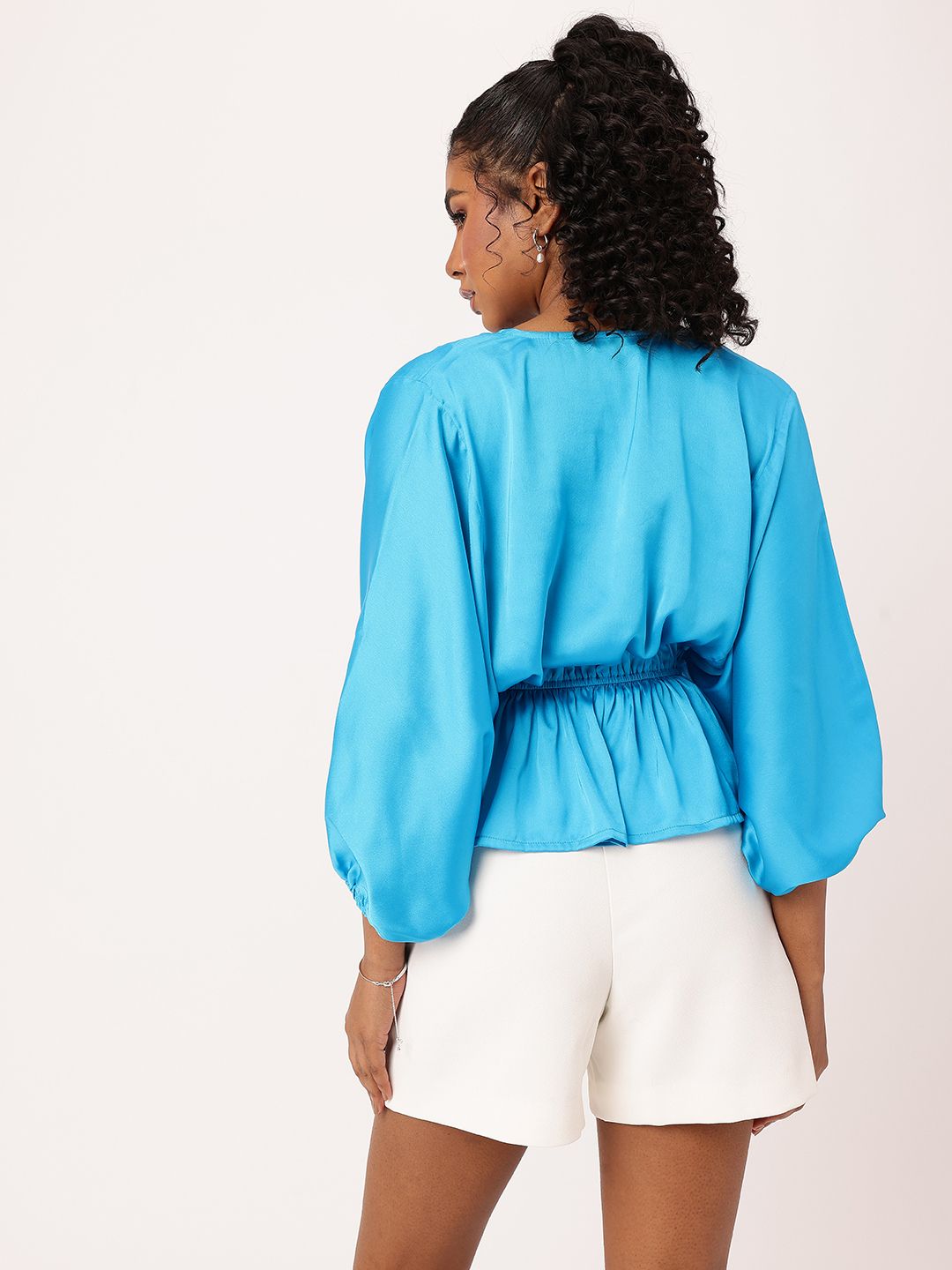 DressBerry Cinched Waistline Wonder Satin Top