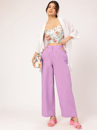 DressBerry Women Chic Rebellion Cut-Out Detail Trousers with Bow-Detail