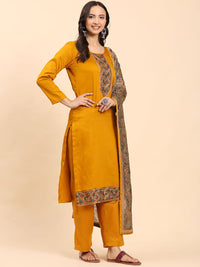 Mamicha Women Embroidered Regular Pure Cotton Kurta with Palazzos & With Dupatta