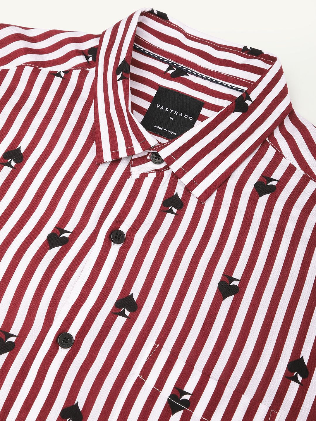 VASTRADO Men Classic Spread Collar Vertical Striped Slim Fit Casual Shirt