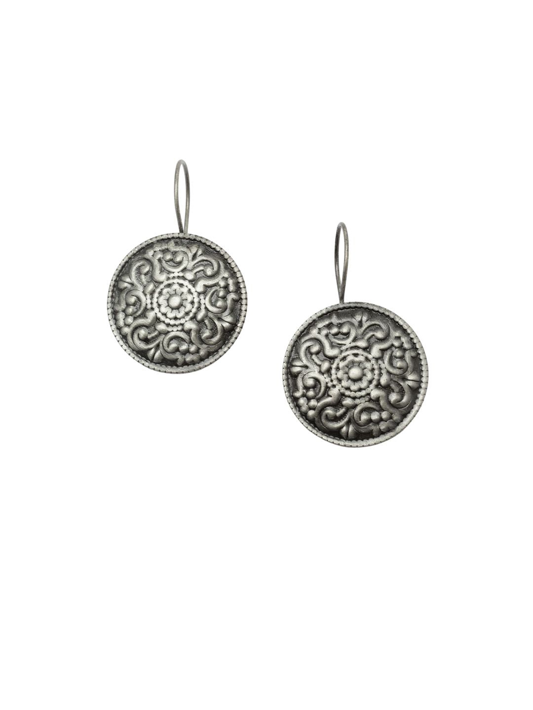 Anouk Silver-Plated Circular Drop Earrings