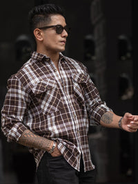 Powerlook Men Spread Collar Tartan Checked Casual Shirt