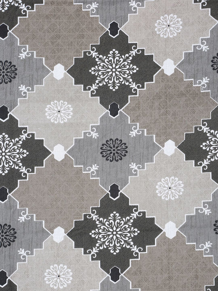 Myntra Elegant Homes Grey & Beige Geometric Pure Cotton 400TC King Bedsheet Set-2.5mX2.25m
