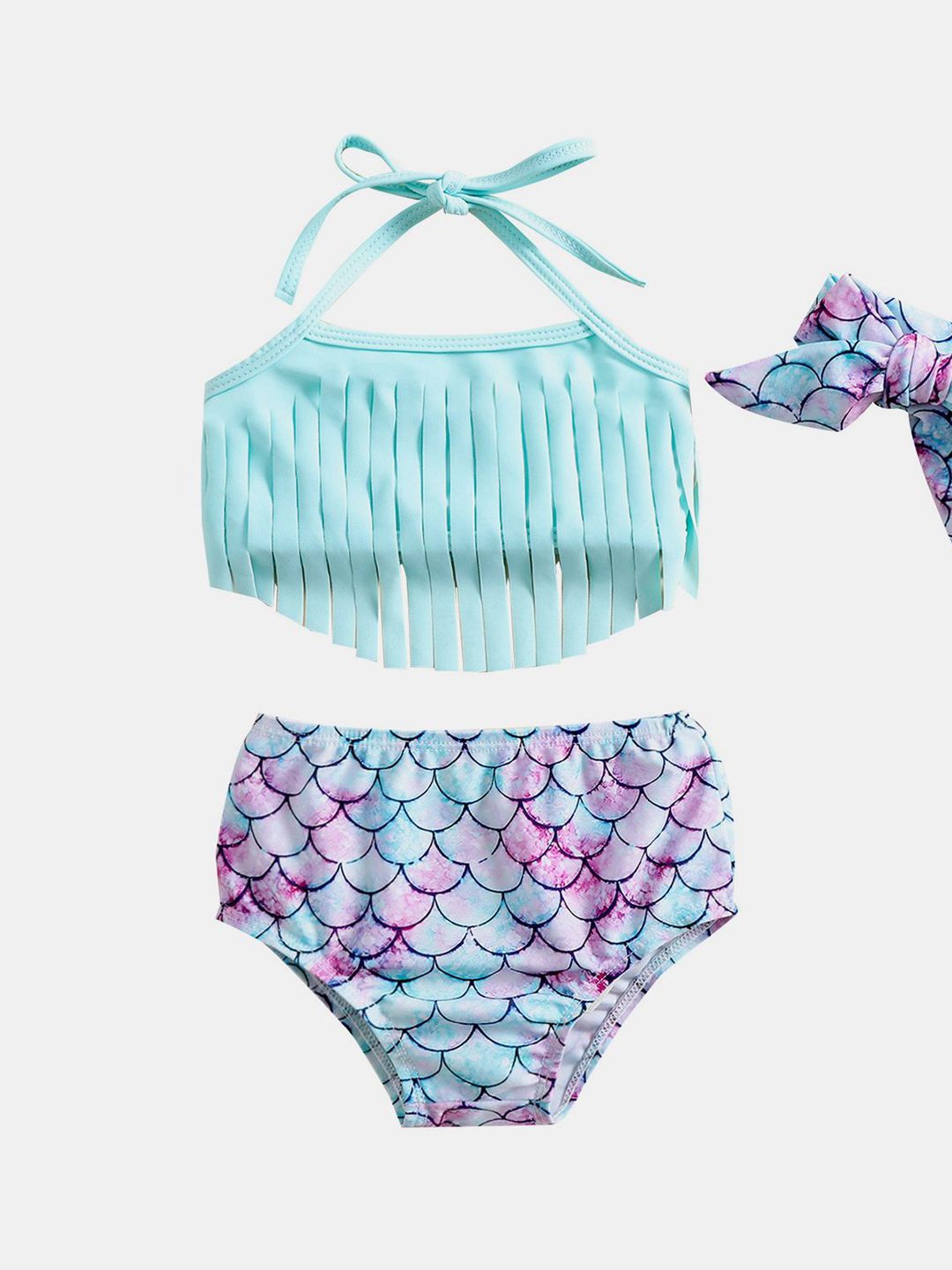 YK Infant Girls Printed Top & Shorts Swim Set