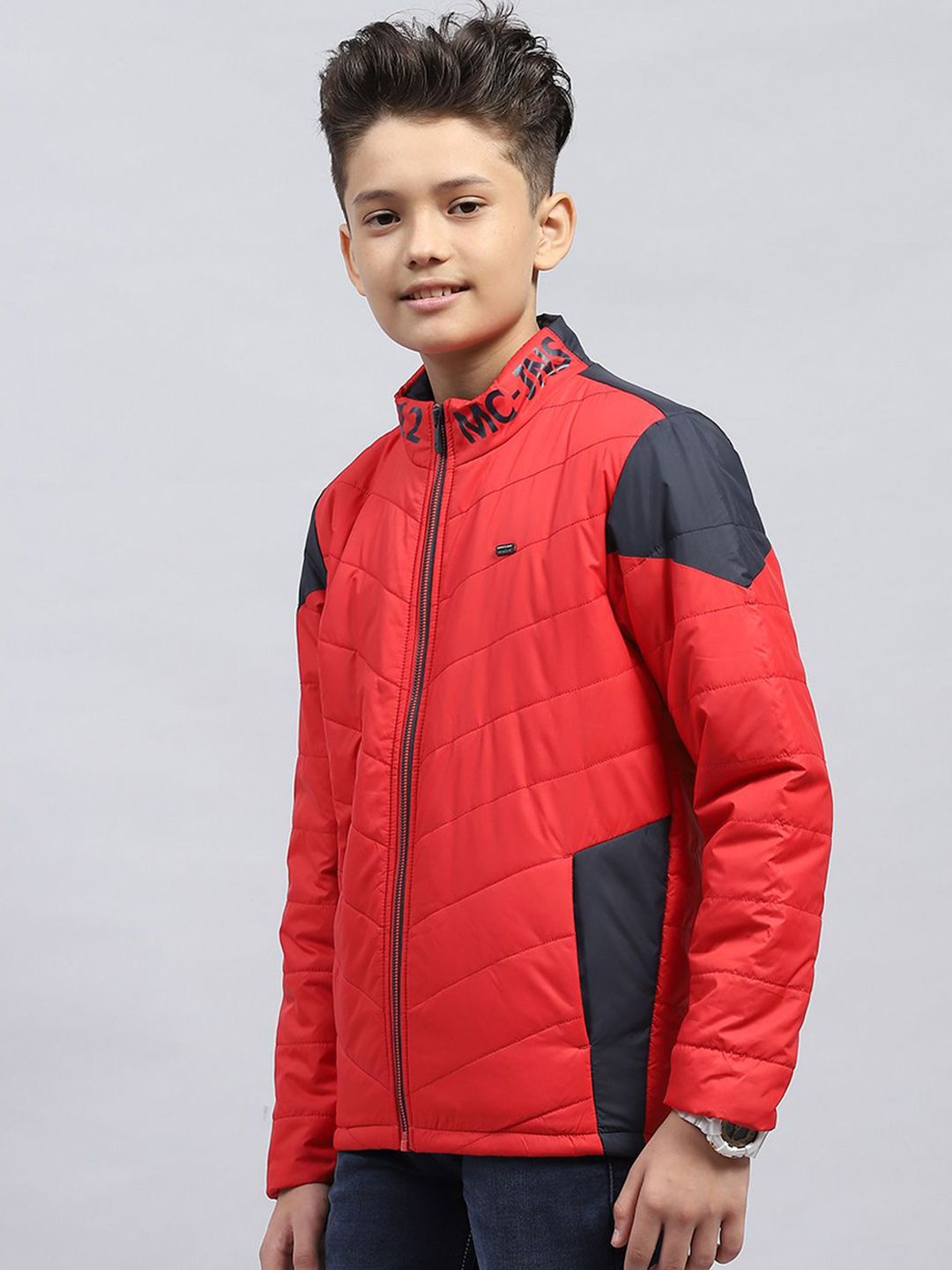Monte Carlo Boys Mock Collar Solid Casual Padded Jacket